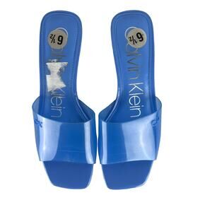 Calvin Klein Women's Blue Padded Graya Square Toe Kitten Heel Slip Sz 6.5